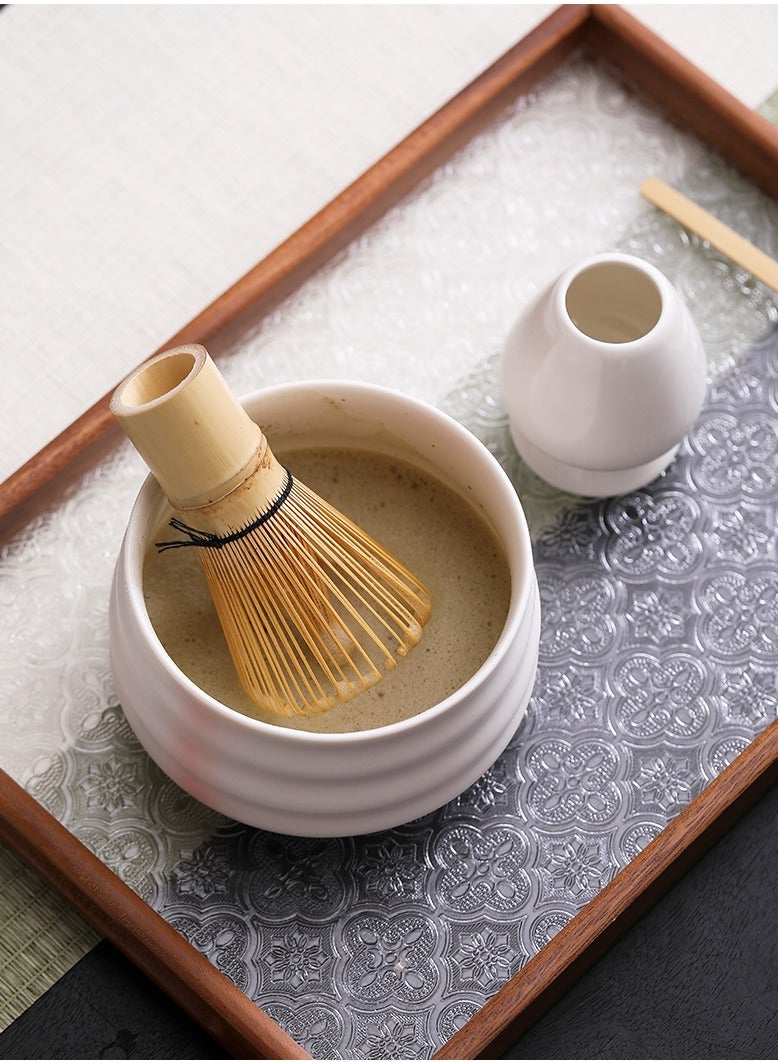 GuRiver 4 Piece Matcha Set, Traditional Handmade Tea Tool with Ceramic Bowl, Scoop, Prong Bamboo Matcha Whisk and Holder - Image 5