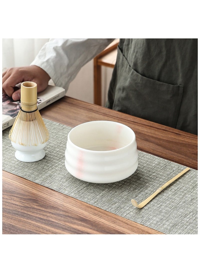 GuRiver 4 Piece Matcha Set, Traditional Handmade Tea Tool with Ceramic Bowl, Scoop, Prong Bamboo Matcha Whisk and Holder - Image 2