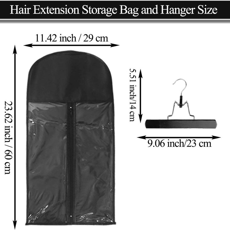 Messen 2 Pack Hair Extension Storage Bag Hair Extension Hanger Strong Holder Dust-Proof Portable Suit with Transparent Zip Up Closure- Lightweight, Waterproof and Portable (Black) - Image 5