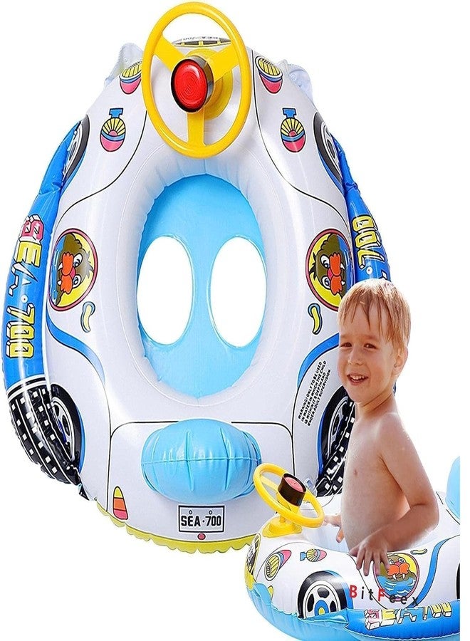 PRIMINI Swiming Tube for Kids with Manual Pump Baby Swimmin Tubes Safe Inflatable Swim Floats for Kids Swiming Accessories for Kid Pool Swiming Ring Baby Float (Swimming CAR with Handel) - Image 1