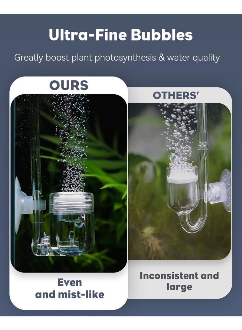 سونسر موزع ثاني أكسيد الكربون لنباتات أحواض السمك، موزع ثاني أكسيد الكربون من الأكريليك الشفاف موزع ثاني أكسيد الكربون لأحواض السمك مع عداد فقاعات من السيراميك وكوب شفط - Image 3