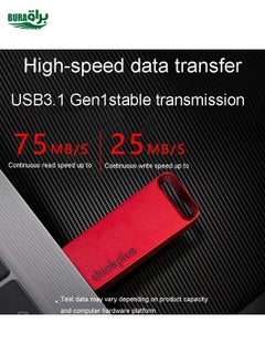 BURAQ Lenovo Thinkplus TU100 USB3.1 High Speed Flash Drive Mini USB Memory Disk With Metal Plug And Cap, Capacity: 128G(Red)  - Image 4