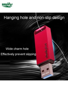 BURAQ Lenovo Thinkplus TU100 USB3.1 High Speed Flash Drive Mini USB Memory Disk With Metal Plug And Cap, Capacity: 128G(Red)  - Image 5