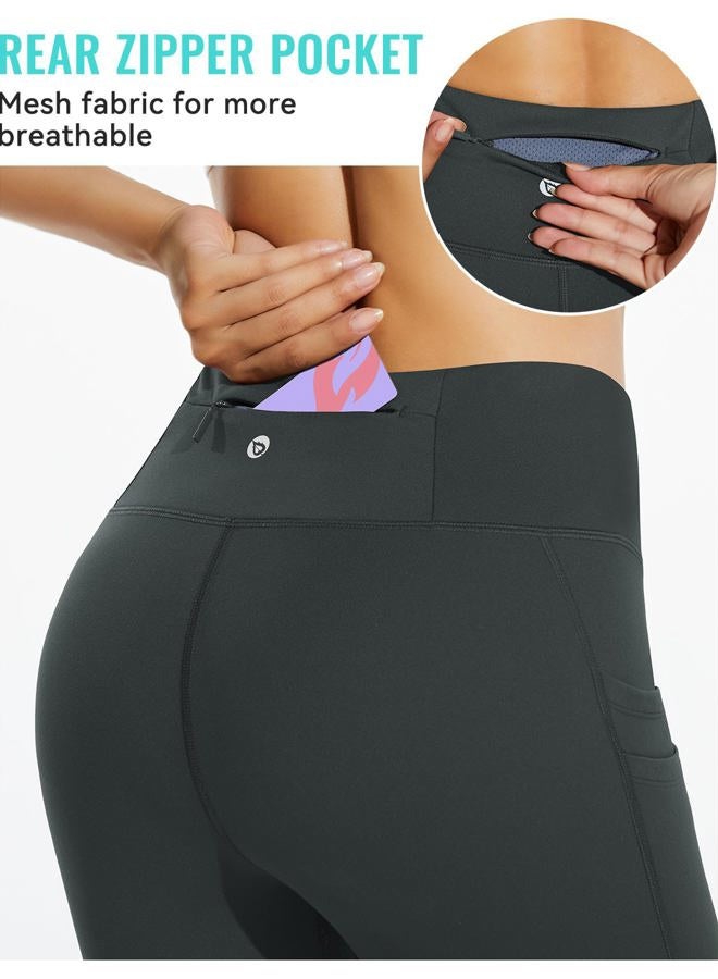 BALEAF Women's Fleece Lined Water Resistant Legging High Waisted Thermal Winter Hiking Running Pants Pockets, Grey, M - Image 4