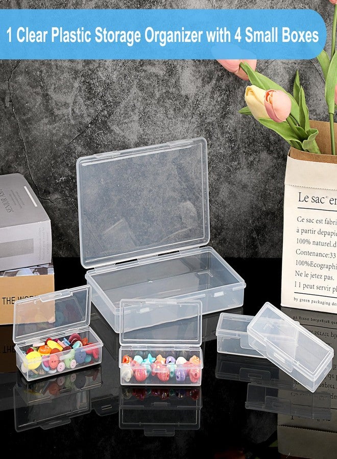 OwnMy 4 in 1 Portable Travel Cotton Swab Holder, Travel Floss Pick Holder Case Floss Dispensers, Small Clear Plastic Storage Organizer Containers for Cotton Balls & Pads, Hair Ties & Pins - Image 2