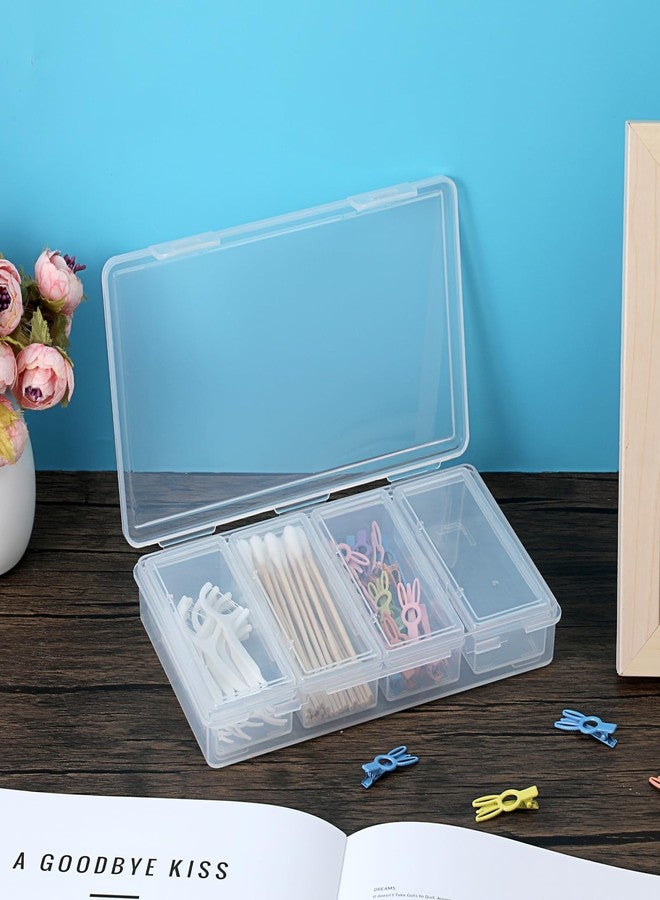 OwnMy 4 in 1 Portable Travel Cotton Swab Holder, Travel Floss Pick Holder Case Floss Dispensers, Small Clear Plastic Storage Organizer Containers for Cotton Balls & Pads, Hair Ties & Pins - Image 4