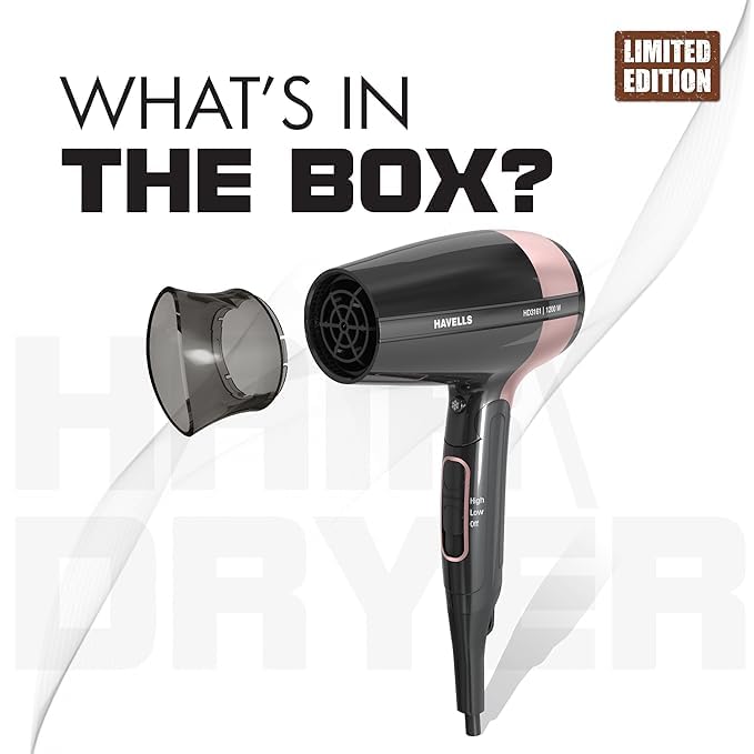 Havells 1200W Foldable Hair Dryer; 3 Heat Settings With Cool Shot (Hot/Cool/Warm),Heat Balance Technology|Cool Black|Your Perfect Blow Dry Companion For Effortless Hair Styling|Hd3161-1200 Watts - Image 4
