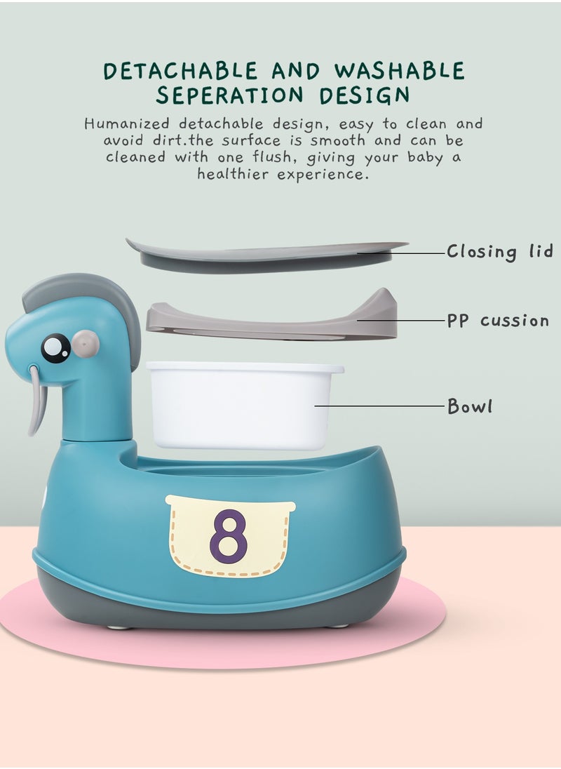 BAYBEE - Ponyta Baby Potty Seat for Kids, Baby Potty Training Seat Chair with Cushion Seat, Closing Lid, Handle and Removable Bowl Toilet Seat for kids Baby Potty Seat for Baby Toddlers 0 to 5 Years Green - Image 1