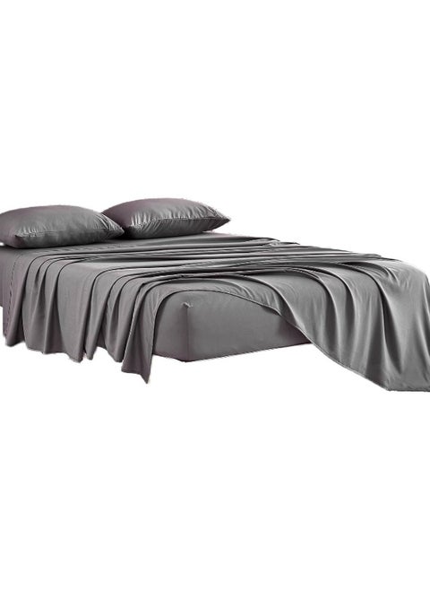 Kingnex Bamboo Viscose Oversized King Flat Sheet for Extra Wide Tall King or Cal King Bed Top Sheet Only Grey