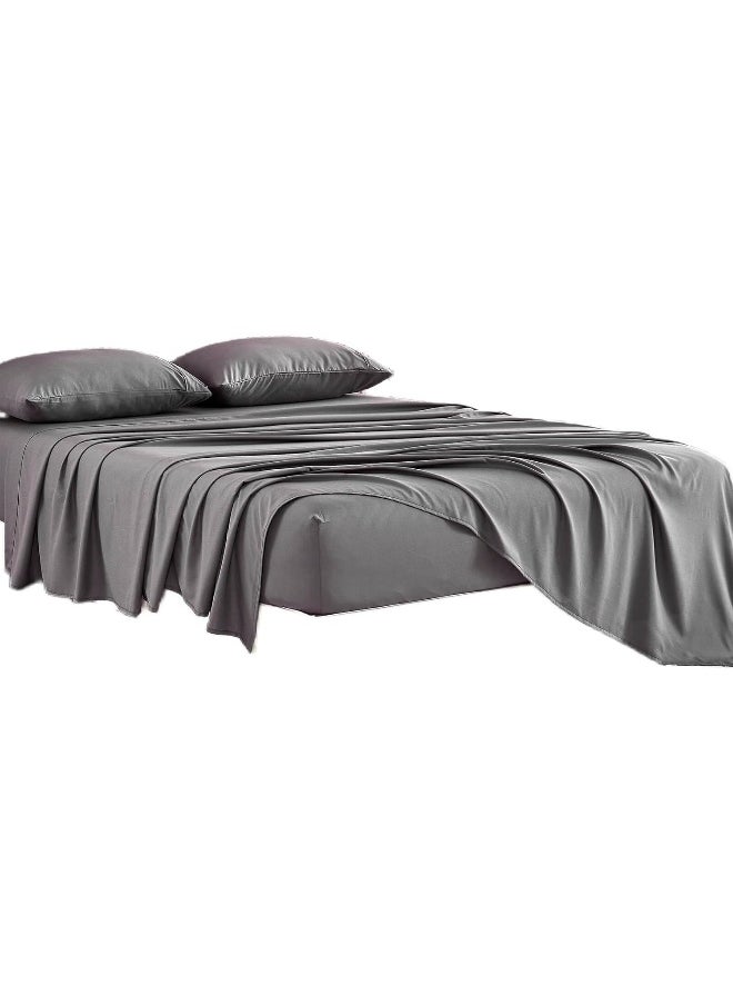 Generic - Kingnex Bamboo Viscose Oversized King Flat Sheet for Extra Wide Tall King or Cal King Bed Top Sheet Only Grey - Image 1
