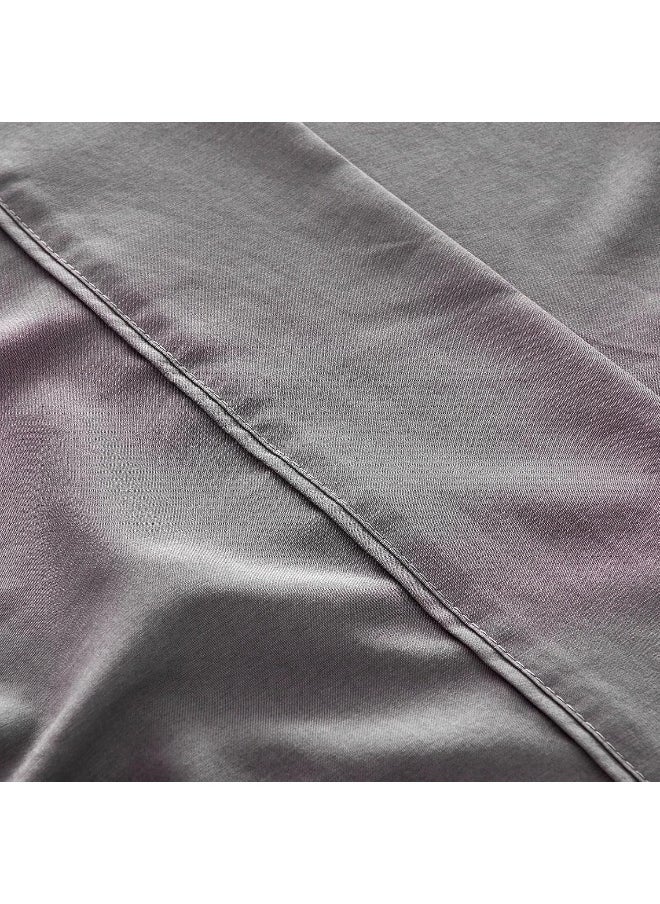 Generic - Kingnex Bamboo Viscose Oversized King Flat Sheet for Extra Wide Tall King or Cal King Bed Top Sheet Only Grey - Image 1