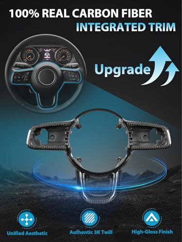 ZIMABLUE Heated Real Carbon Fiber Steering Wheel fits for Wrangler JL JLU 4xe & Gladiator JT 2018-2026, Red Stripe & Stitching, Authentic 3K Carbon Fiber, Double-D Design, Includes Matching Trim - Image 4