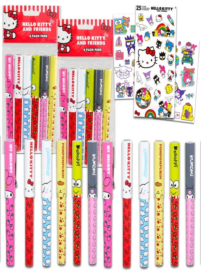 هالو كيتي مجموعة هدايا حفلات هالو كيتي - ١٢ قلم هالو كيتي وأصدقائه، بالإضافة إلى ملصقات، والمزيد | لوازم حفلات سانريو للبنات - Image 1