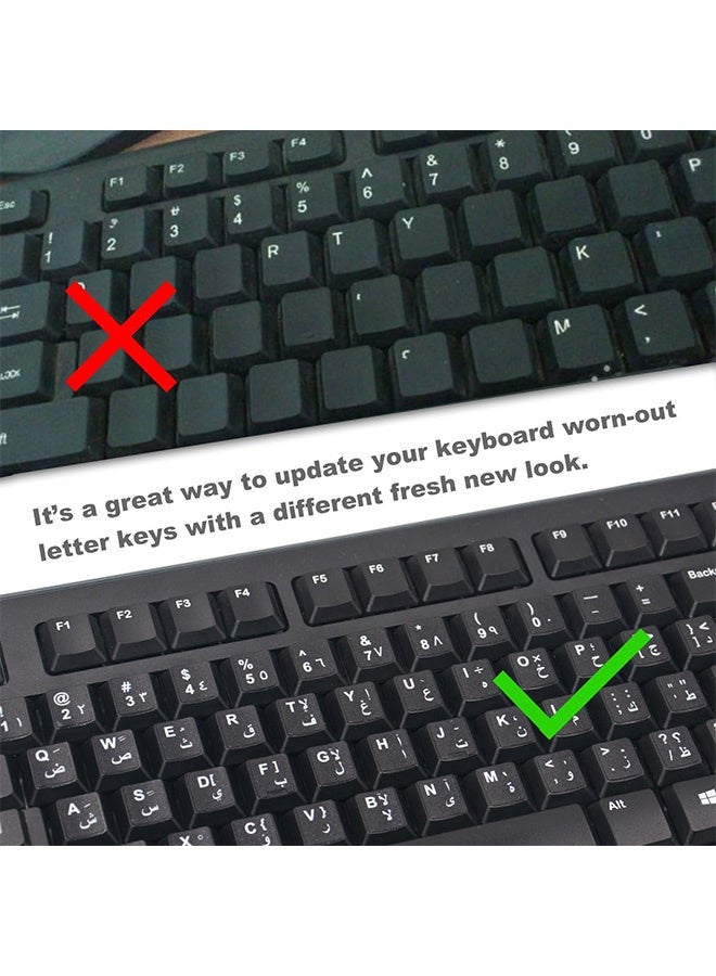 مجموعة من 3 قطع من ملصقات لوحة المفاتيح العربية، ملصق بديل للوحة المفاتيح العربية والإنجليزية بخلفية سوداء وحروف بيضاء لأجهزة الكمبيوتر المحمولة وأجهزة الكمبيوتر المكتبية - Image 3