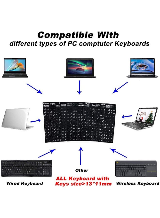 مجموعة من 3 قطع من ملصقات لوحة المفاتيح العربية، ملصق بديل للوحة المفاتيح العربية والإنجليزية بخلفية سوداء وحروف بيضاء لأجهزة الكمبيوتر المحمولة وأجهزة الكمبيوتر المكتبية - Image 5