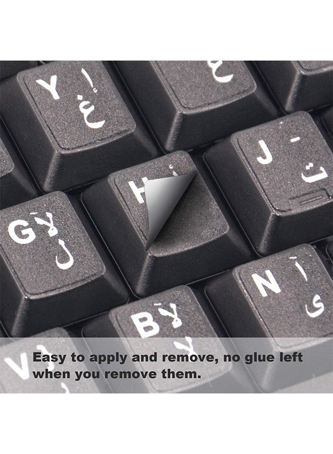 مجموعة من 3 قطع من ملصقات لوحة المفاتيح العربية، ملصق بديل للوحة المفاتيح العربية والإنجليزية بخلفية سوداء وحروف بيضاء لأجهزة الكمبيوتر المحمولة وأجهزة الكمبيوتر المكتبية - Image 4