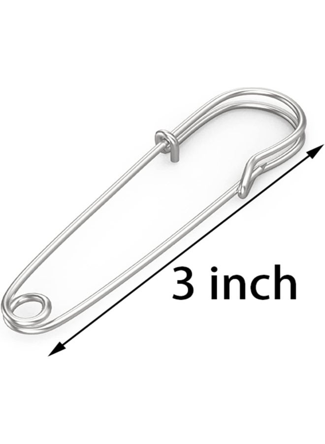 Premify دبابيس أمان للملابس، دبابيس أمان كبيرة 3 بوصة، 30 قطعة دبابيس سجاد ثقيلة، دبابيس كيلت 77 مم، دبابيس أمان كبيرة من الفولاذ المقاوم للصدأ للملابس والأغطية والحرف والتنانير والكيلت وصنع الدبابيس. - Image 2