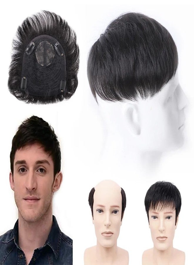 Ritzkart 6x6 Inch Clip-On Topper for Men Natural Looking Synthetic Silk Base Hair Topper for Bald Areas Receding Hairline and Forehead Coverage - Realistic, Lightweight Hair Topper for Men - Image 3