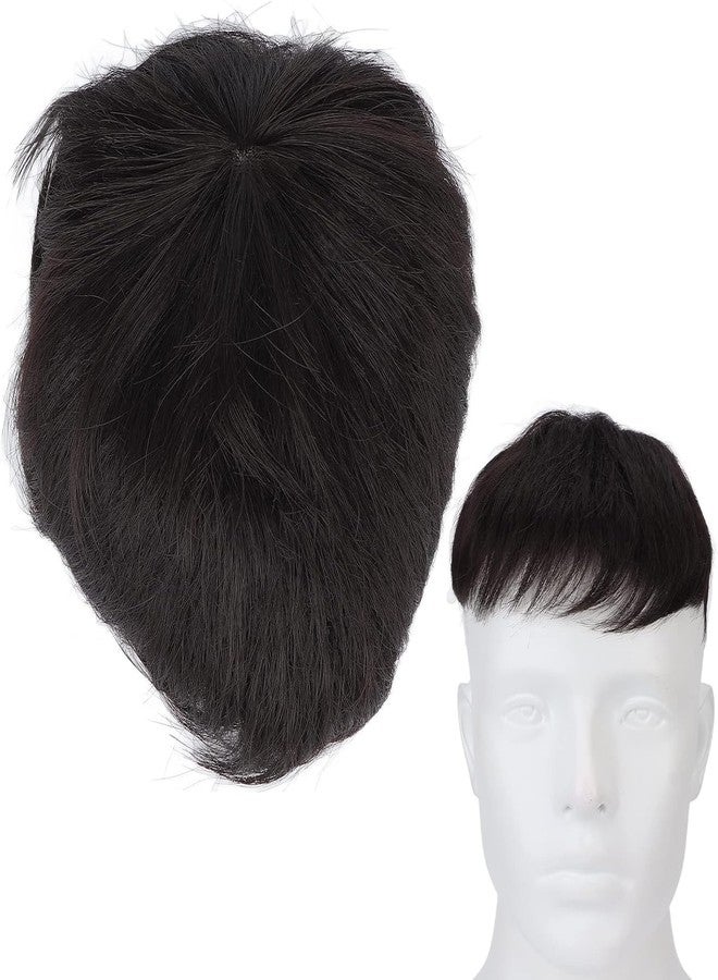 Ritzkart 6x6 Inch Clip-On Topper for Men Natural Looking Synthetic Silk Base Hair Topper for Bald Areas Receding Hairline and Forehead Coverage - Realistic, Lightweight Hair Topper for Men - Image 1