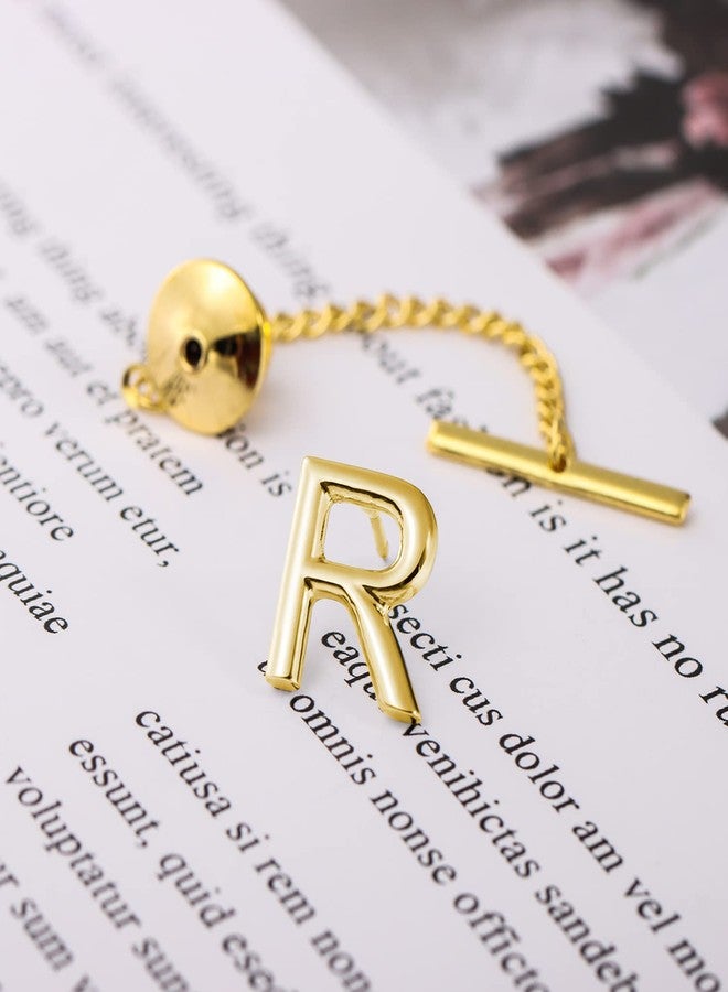 AMITER Men Tie Tack, Initial A-Z Gold Tie Pin with Chain Clips for Necktie, Bow Tie & Hat - Image 5