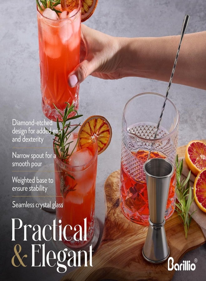 Barillio 24 Oz Crystal Cocktail Mixing Glass with Bamboo Stand & Bar Tools | Seamless Lead-Free Crystal, Weighted Base Stirring Pitcher | Including Muddler, Mixing Spoon, Jigger and Strainer - Image 5