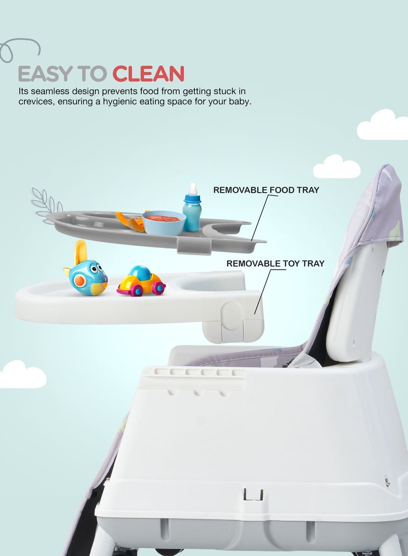 BAYBEE 4 In 1 Nuvella Convertible Baby High Chair For Kids With Adjustable Height And Footrest Baby Chair Toddler Feeding Chair Booster Seat With Food Tray, Wheels &  Safety Belt Kids High Chair For Baby Toddlers 6 Months To 4 Years Grey - Image 3