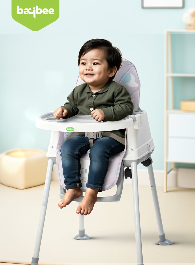BAYBEE 4 In 1 Nuvella Convertible Baby High Chair For Kids With Adjustable Height And Footrest Baby Chair Toddler Feeding Chair Booster Seat With Food Tray, Wheels &  Safety Belt Kids High Chair For Baby Toddlers 6 Months To 4 Years Grey - Image 2