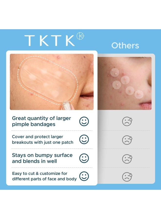 TKTK ملصقات حب الشباب الكبيرة للوجه، ملصقات حب الشباب XL 60x30mm، ضمادات هيدروكوليد كبيرة للجسم، الظهر، الجبين، الذقن، الرقبة، بقع حب الشباب (بيضاوي، مربع، نقطة) - Image 5