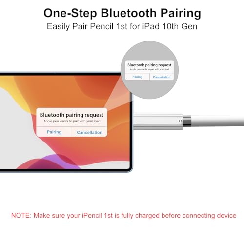 APETOO USB-C to Pencil Adapter for Apple Pencil 1st Gen, Male Type-C to for Lightning Pencil Charger Adapter Bluetooth Pairing Connector for iPad 10th Gen/iPad (A16) 11-in 2025, White - Image 5