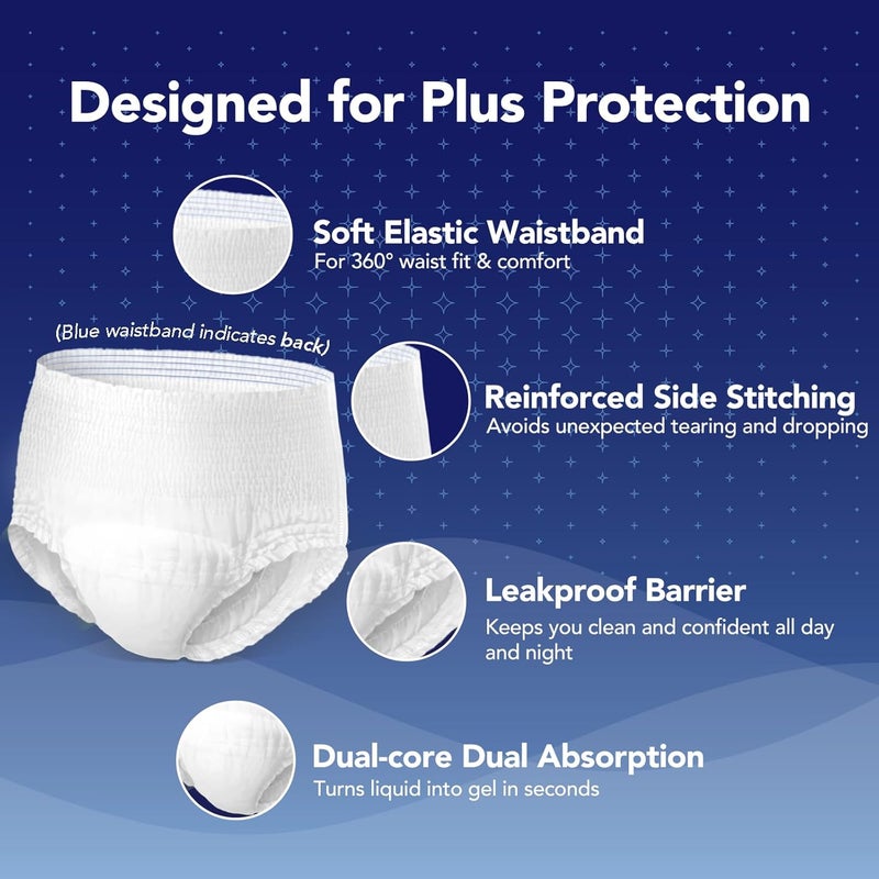 SUNKISS TrustPlus Incontinence Disposable Underwear for Men and Women Adult Pull Ups with Heavy Absorbency Leak Protection Odor Control XLarge Overnight 64 Count 4 Packs of 16 - Image 4