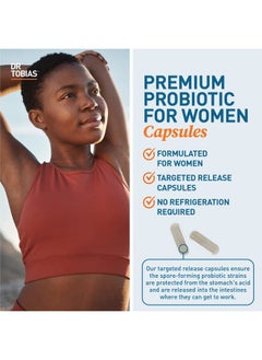 Dr. Tobias Probiotics for Women, 5 Billion CFUs Plus Prebiotics & Cranberry Extract for Urinary Tract Health for Women, Supports Digestive & Immune Health, 60 Capsules, 30 Servings  - Image 4
