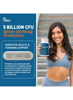 Dr. Tobias Probiotics for Women, 5 Billion CFUs Plus Prebiotics & Cranberry Extract for Urinary Tract Health for Women, Supports Digestive & Immune Health, 60 Capsules, 30 Servings  - Image 2