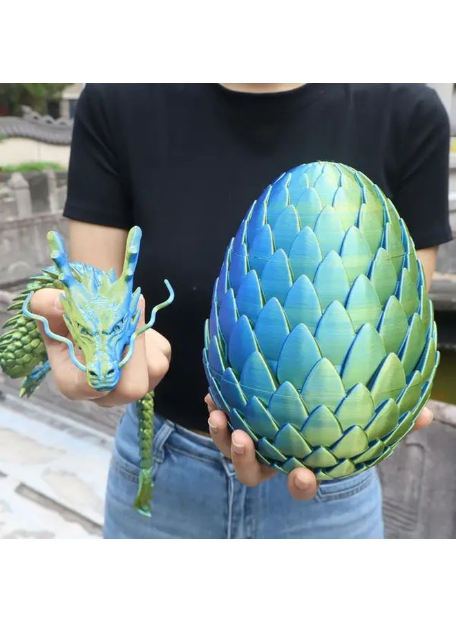 Blue Golden Dragon Egg Decor with 23 62inch Dragon Ornament Home Gift - Image 1