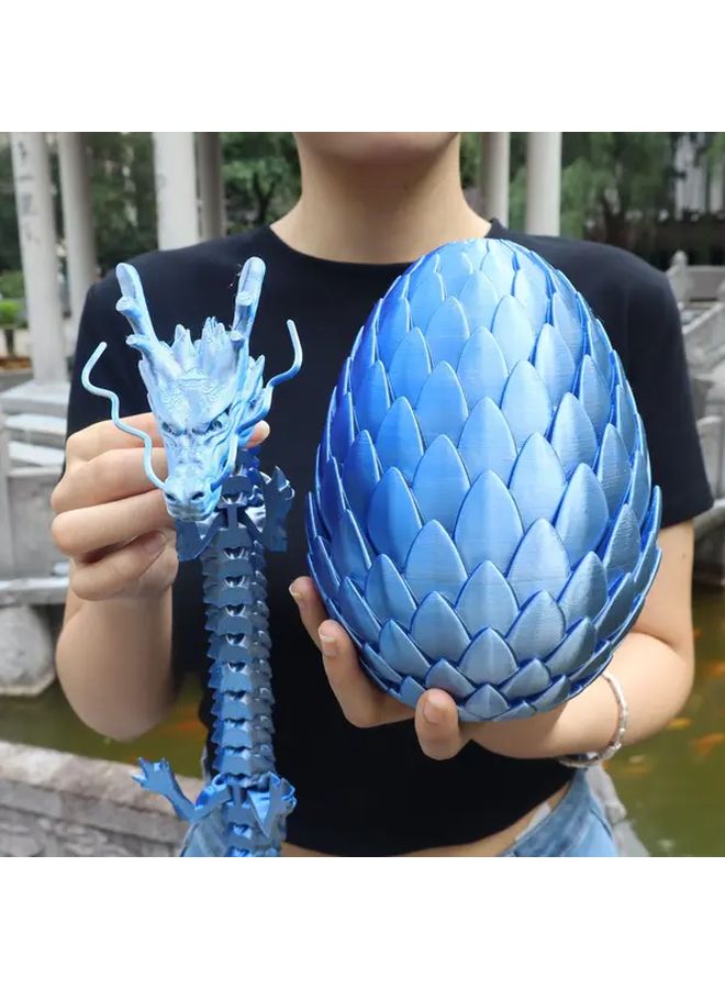 Blue Golden Dragon Egg Decor with 23 62inch Dragon Ornament Home Gift - Image 3