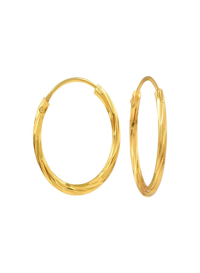 DULCI Gold Plated Brass Thicker 20MM Round Circle Lightweight Hoops Ear Rings Earings Jewelry for Women - Image 1