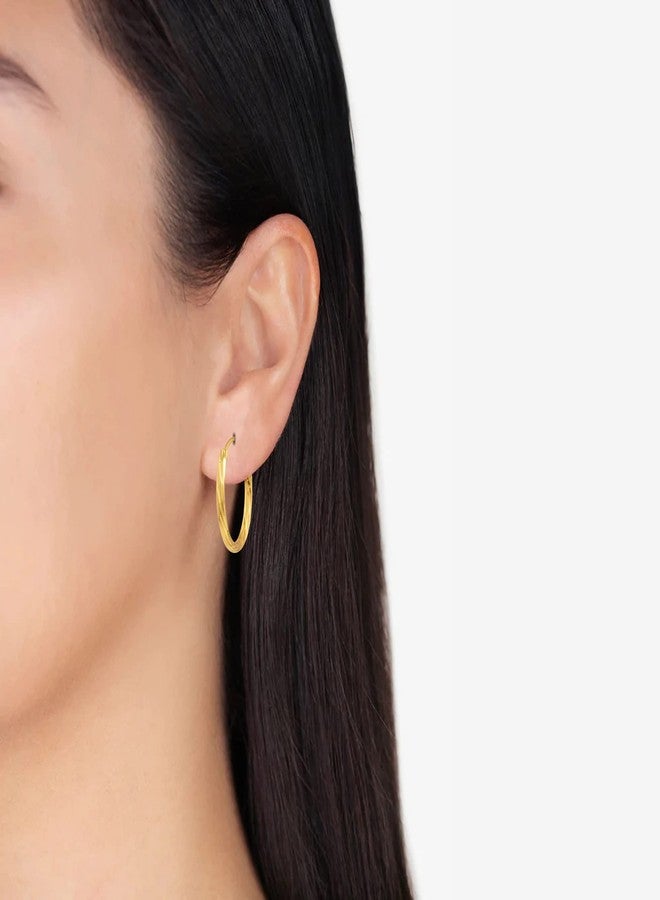 DULCI Gold Plated Brass Thicker 20MM Round Circle Lightweight Hoops Ear Rings Earings Jewelry for Women - Image 3