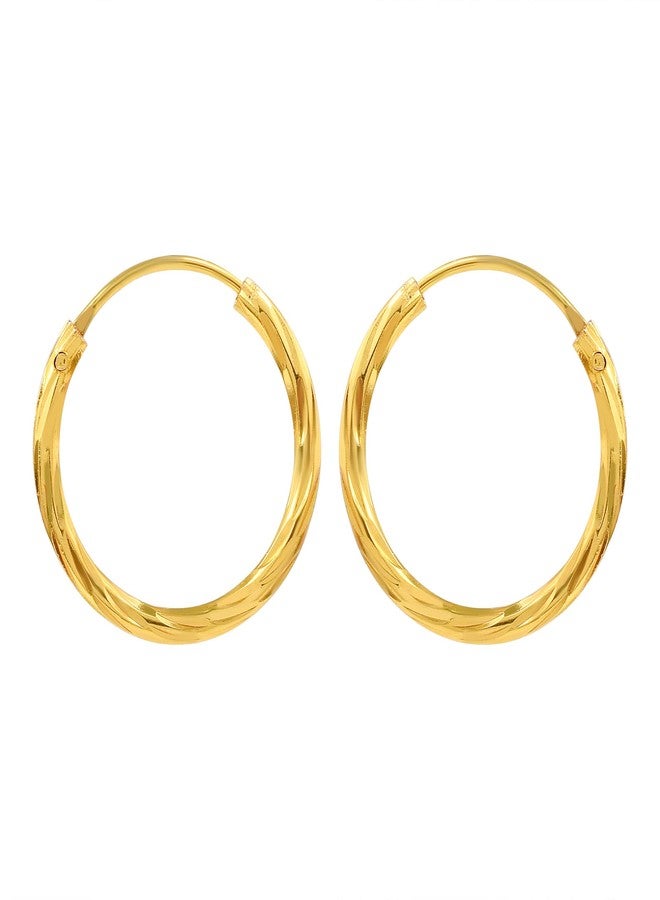 DULCI Gold Plated Brass Thicker 20MM Round Circle Lightweight Hoops Ear Rings Earings Jewelry for Women - Image 2