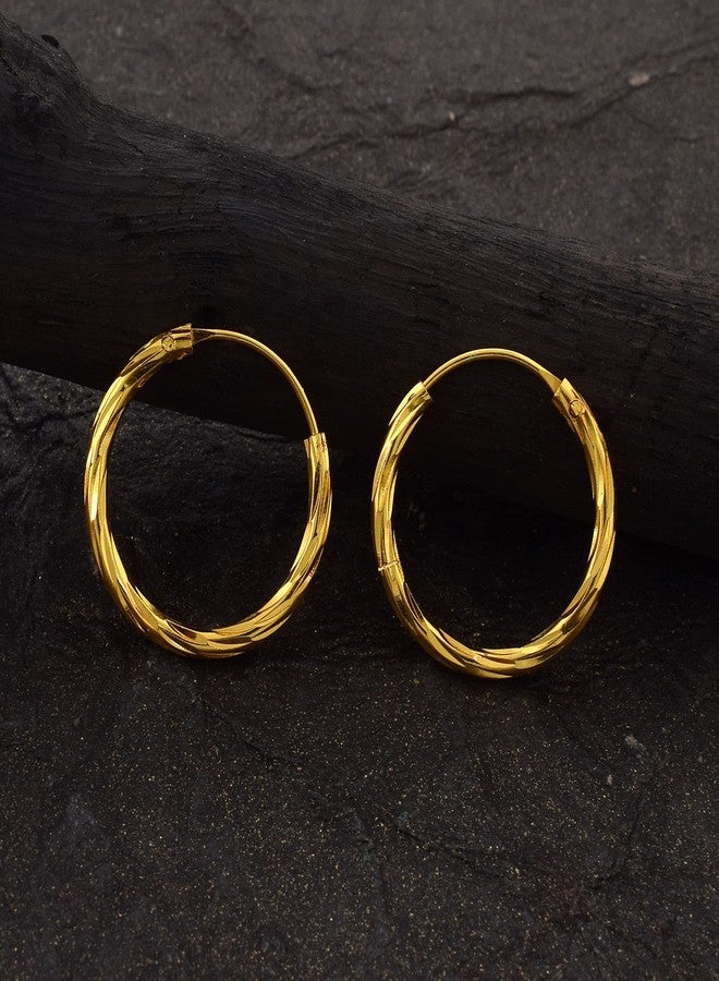 DULCI Gold Plated Brass Thicker 20MM Round Circle Lightweight Hoops Ear Rings Earings Jewelry for Women - Image 4