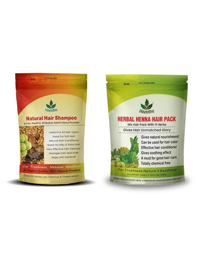 Havintha Amla Reetha Shikakai Methidana Powder Shampoo And Herbal Henna Powder (227G+227G) - Image 1