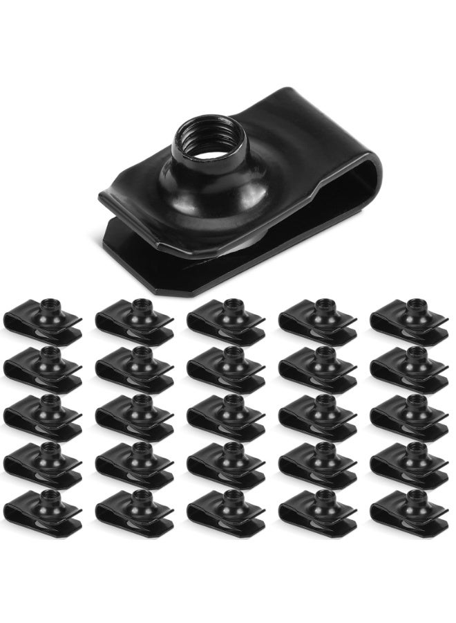 YelaJoy 25 Pcs M6 Extruded U Type Fastener Clips, High-Strength Black Spring Nuts for Automotive Fender, Bumper, and Panel Retainers - Image 1