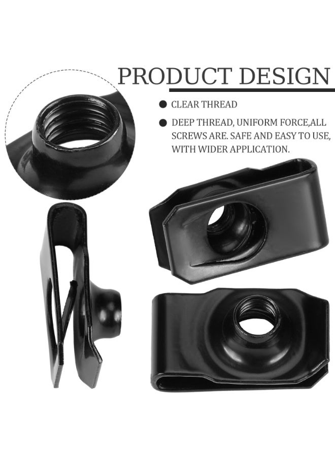 YelaJoy 25 Pcs M6 Extruded U Type Fastener Clips, High-Strength Black Spring Nuts for Automotive Fender, Bumper, and Panel Retainers - Image 2