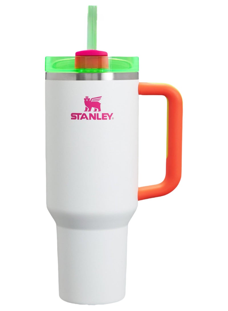 Stanley Stanley 40 oz. Quencher H2.0 FlowState Tumbler – Spring Fling Collection - Neon White - Image 1
