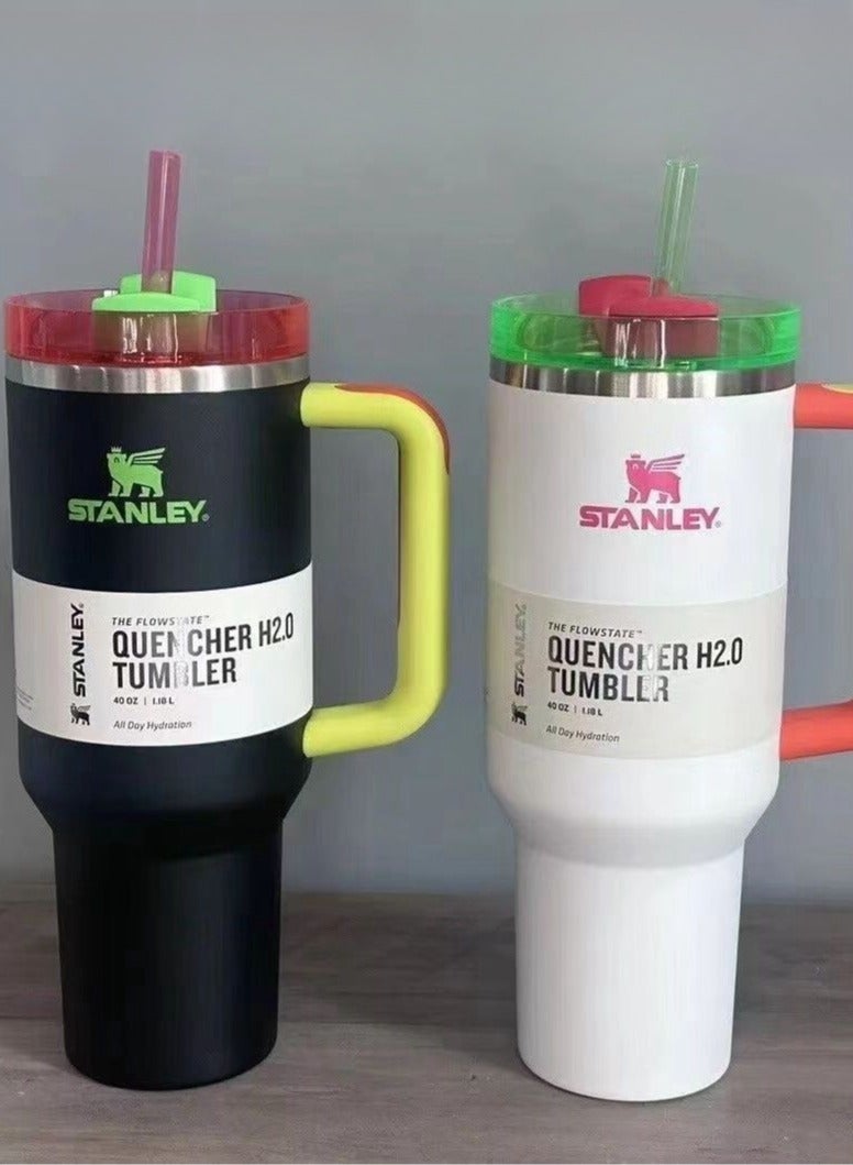 Stanley Stanley 40 oz. Quencher H2.0 FlowState Tumbler – Spring Fling Collection - Neon White - Image 5
