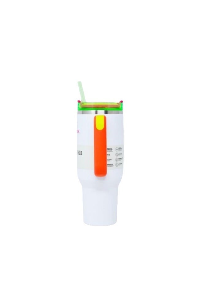 Stanley Stanley 40 oz. Quencher H2.0 FlowState Tumbler – Spring Fling Collection - Neon White - Image 4