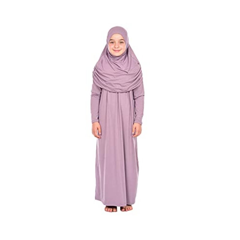 ihvan Online فستان إسلامي للبنات، فستان صلاة إسلامي قطعة واحدة بأكمام طويلة مع حجاب - Image 4