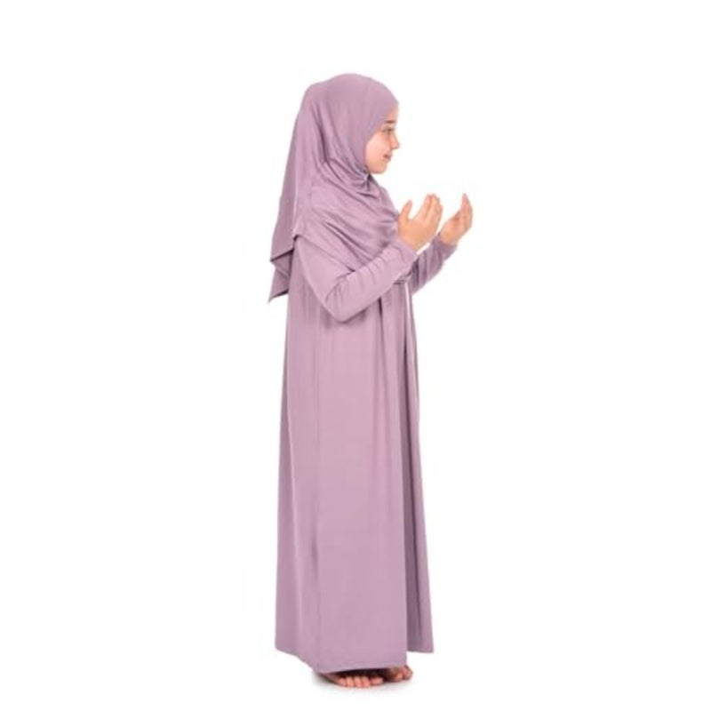 ihvan Online فستان إسلامي للبنات، فستان صلاة إسلامي قطعة واحدة بأكمام طويلة مع حجاب - Image 2