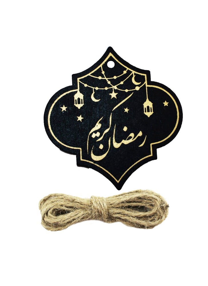 PARTY FUN Ramadan Kareem Arabic Gift Tag 7cm, Set of 6 in Elegant Black for Your Thoughtful Gifts  - Image 1