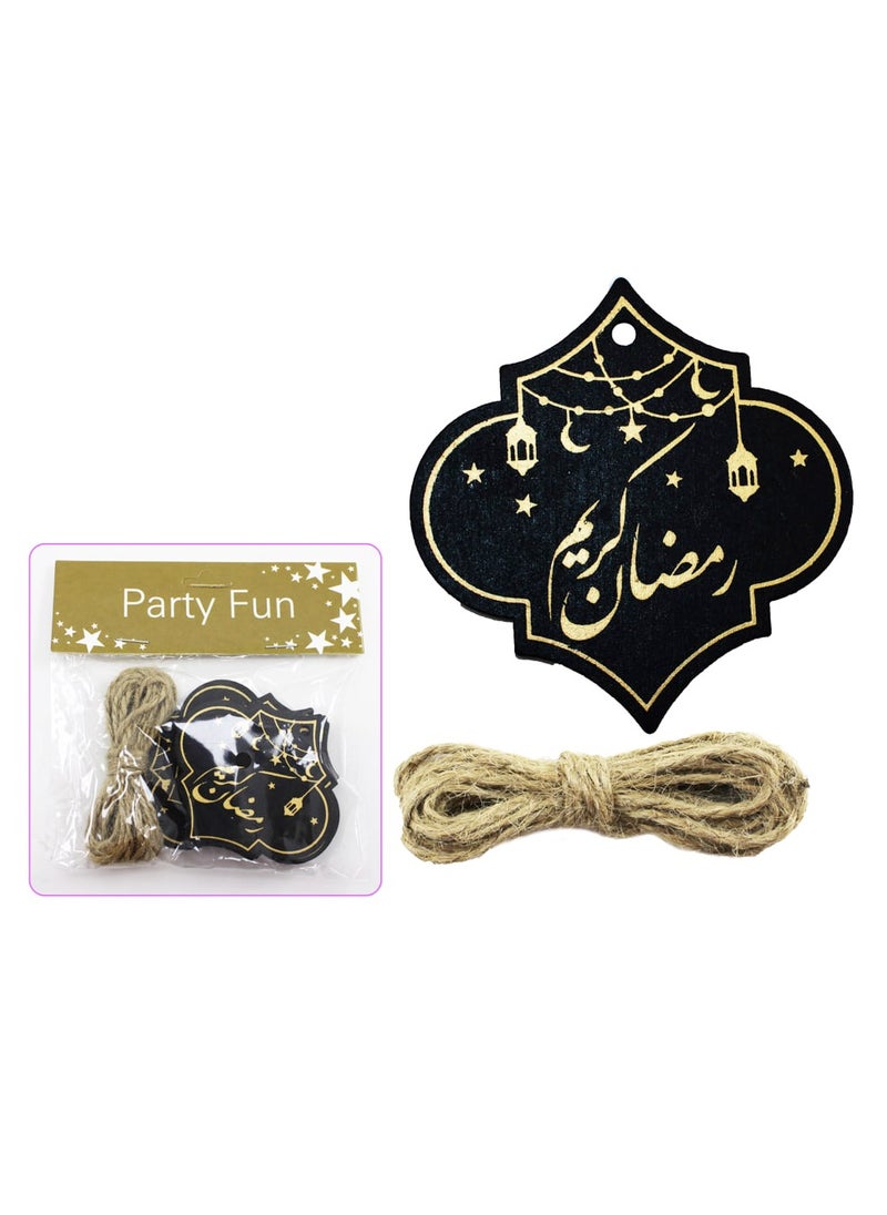 PARTY FUN Ramadan Kareem Arabic Gift Tag 7cm, Set of 6 in Elegant Black for Your Thoughtful Gifts  - Image 2