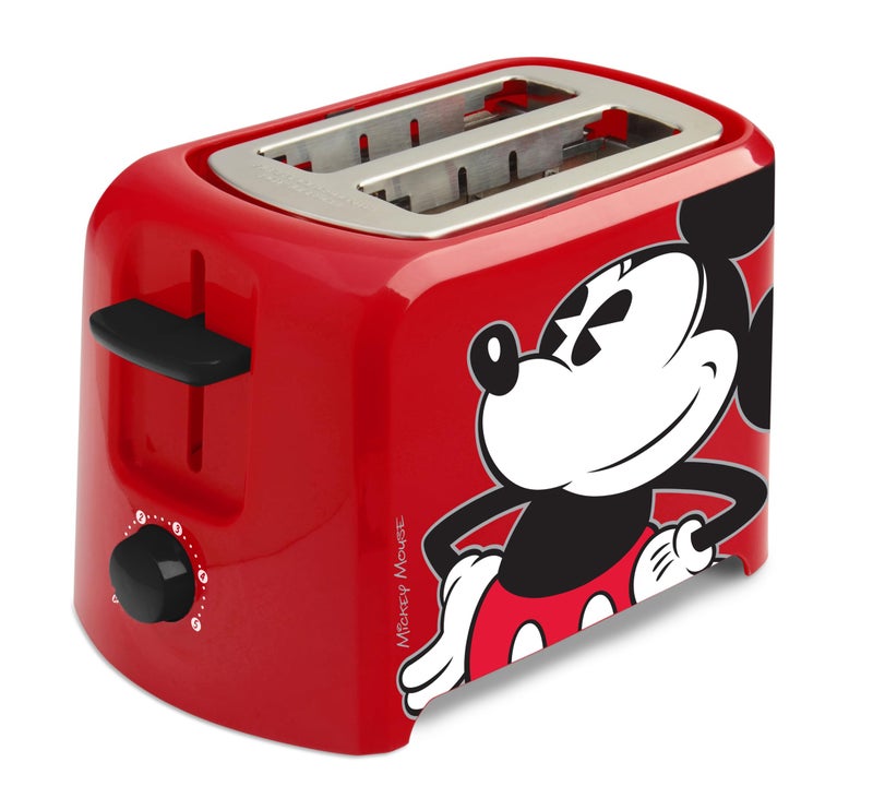Disney Mickey Mouse 2-Slice Toaster by Select Brands - Mickey Mouse Toaster - Disney Kitchen Accessories - Features Crumb Tray & High Rise Toast Lift - Red - Image 1