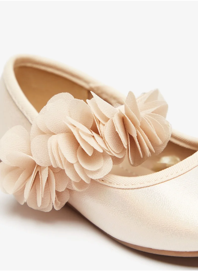 Flora Bella By Shoexpress Girls Textured Round Toe Ballerina Shoes with Hook and Loop Closure Ramadan Collection
